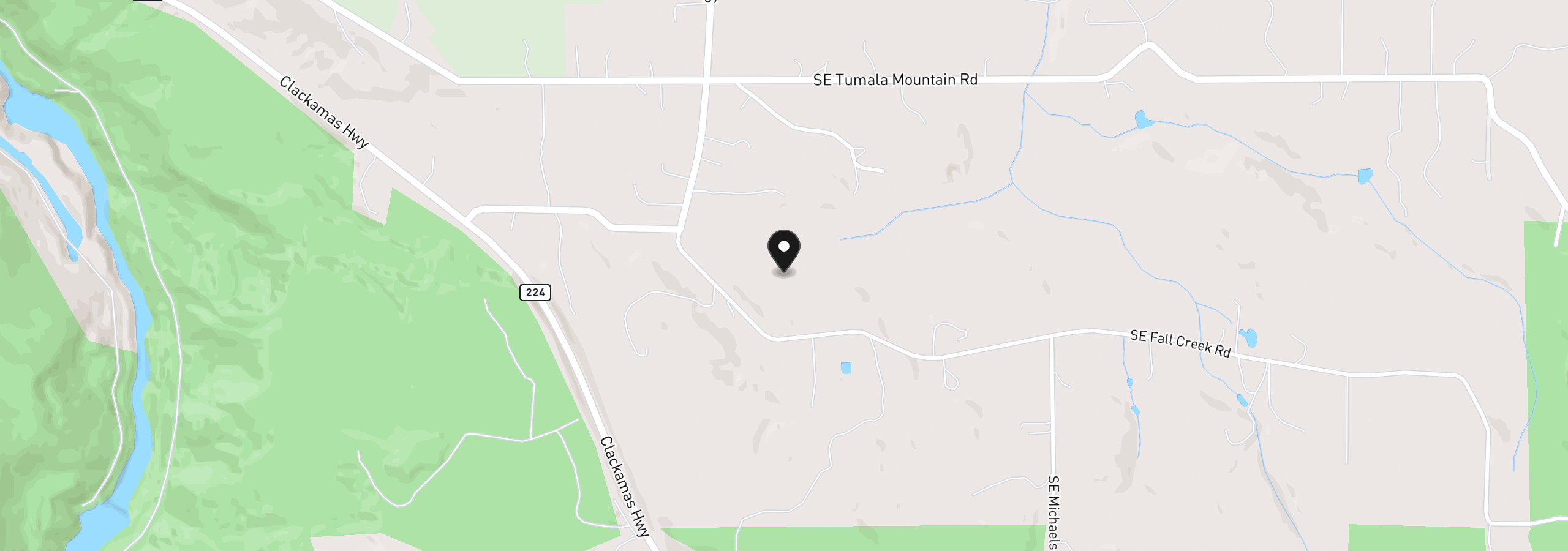 Map showing the location of 38015 SE Fall Creek Rd, Estacada, OR 97023