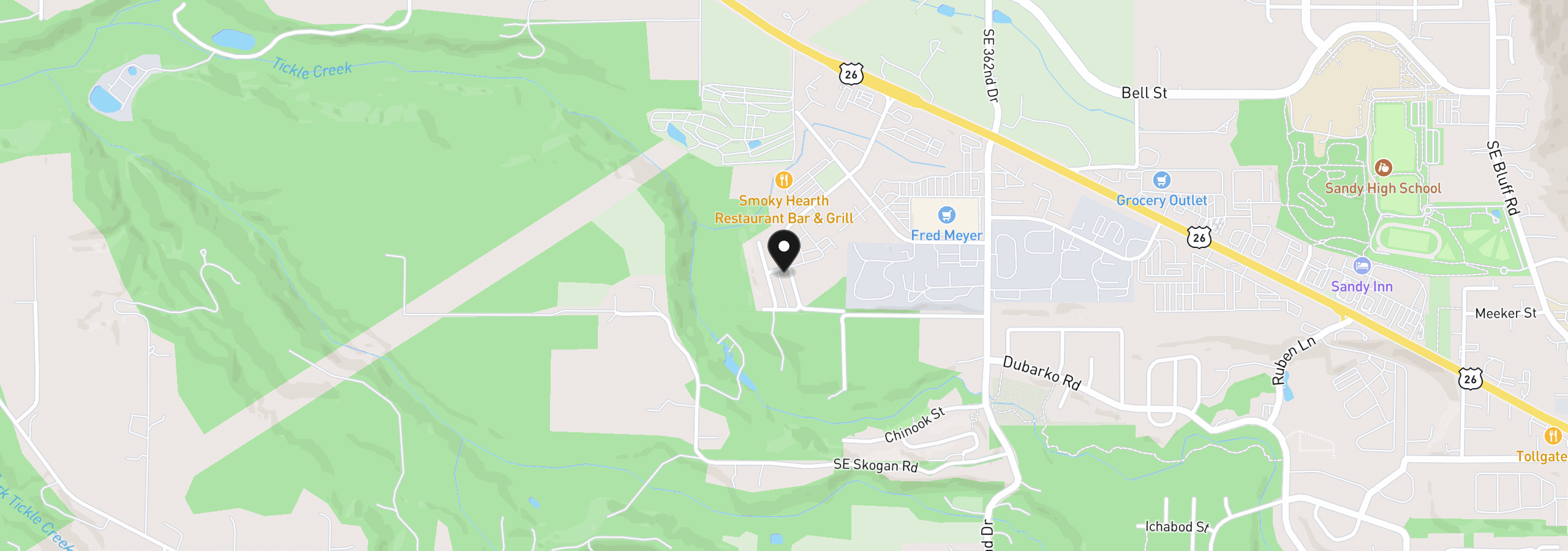 Map showing the location of 16807 Champion Way, Sandy, OR 97055