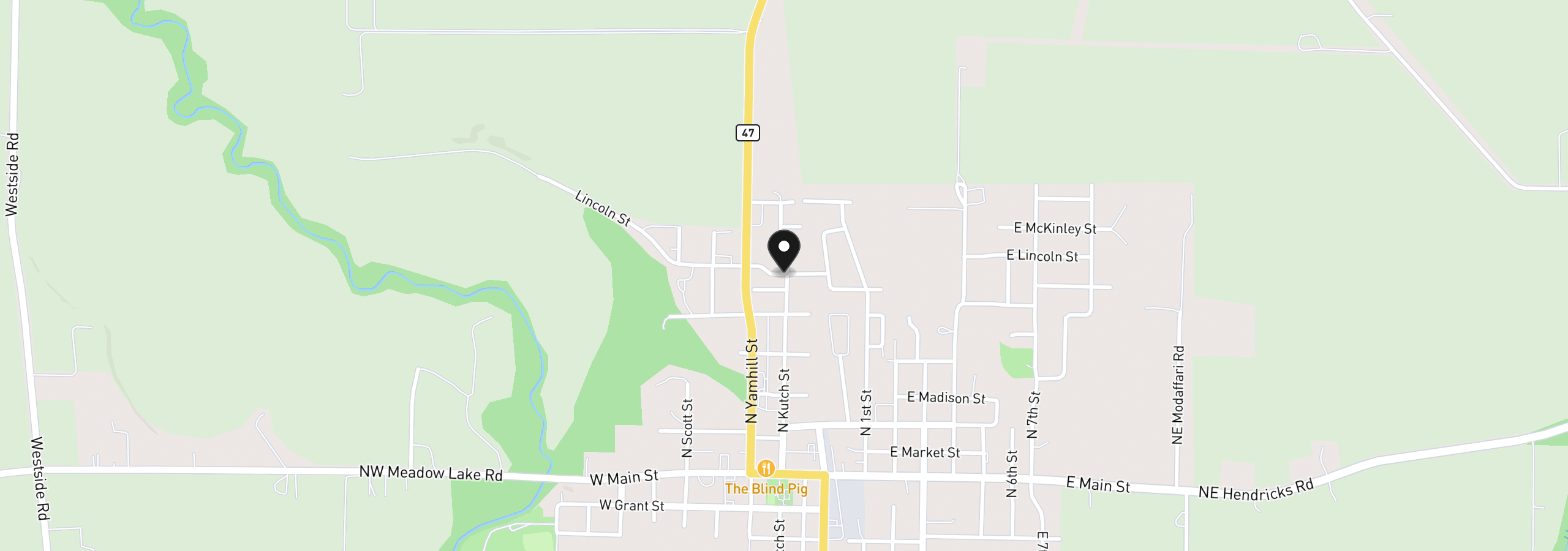 Map showing the location of 221 W Lincoln St, Carlton, OR 97111