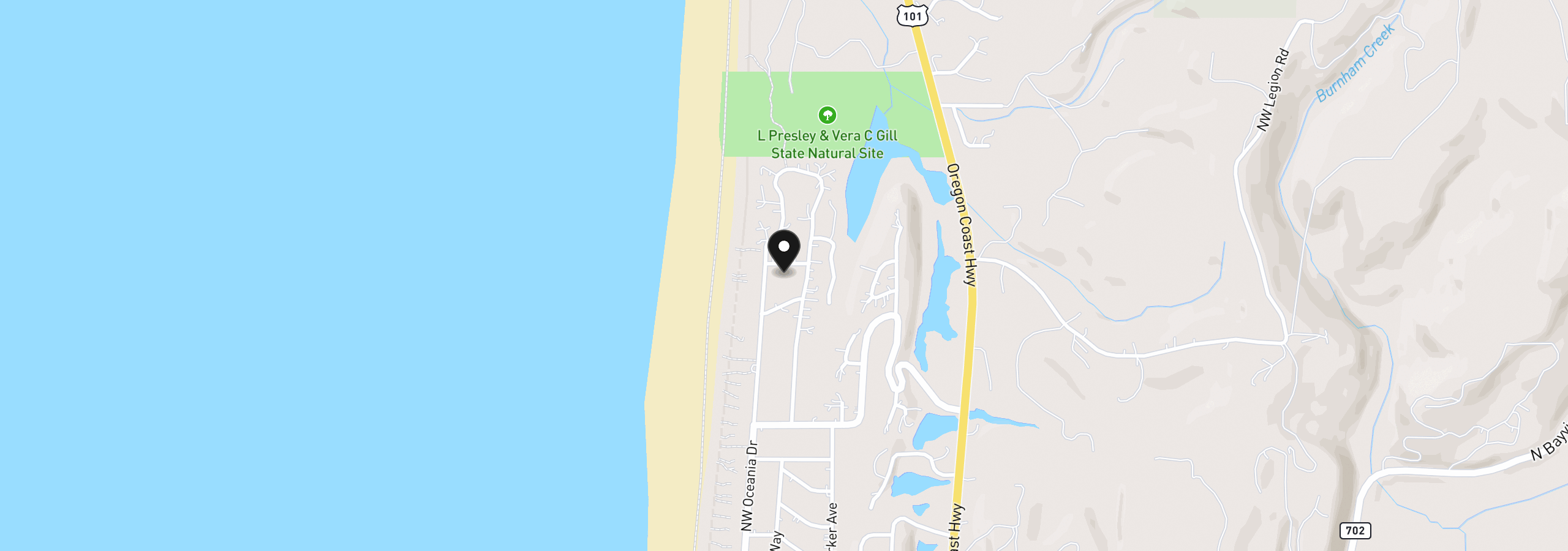Map showing the location of 2009 NW Oceania Pl, Waldport, OR 97394
