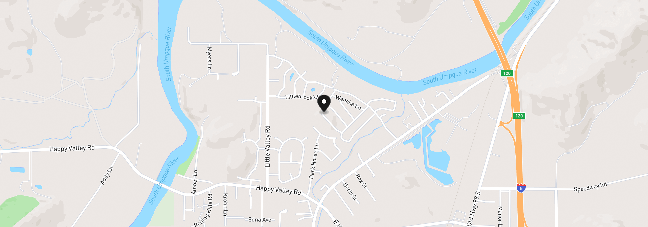 Map showing the location of 220 Deschutes Ln, Roseburg, OR 97471