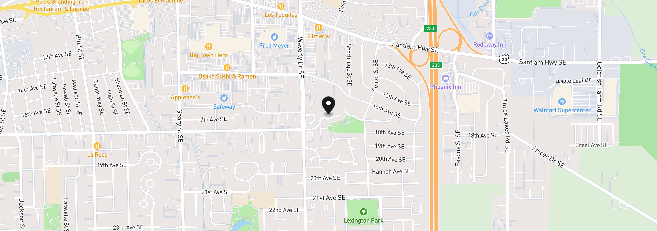 Map showing the location of 2930 Cedarwood Ct SE, Albany, OR 97322