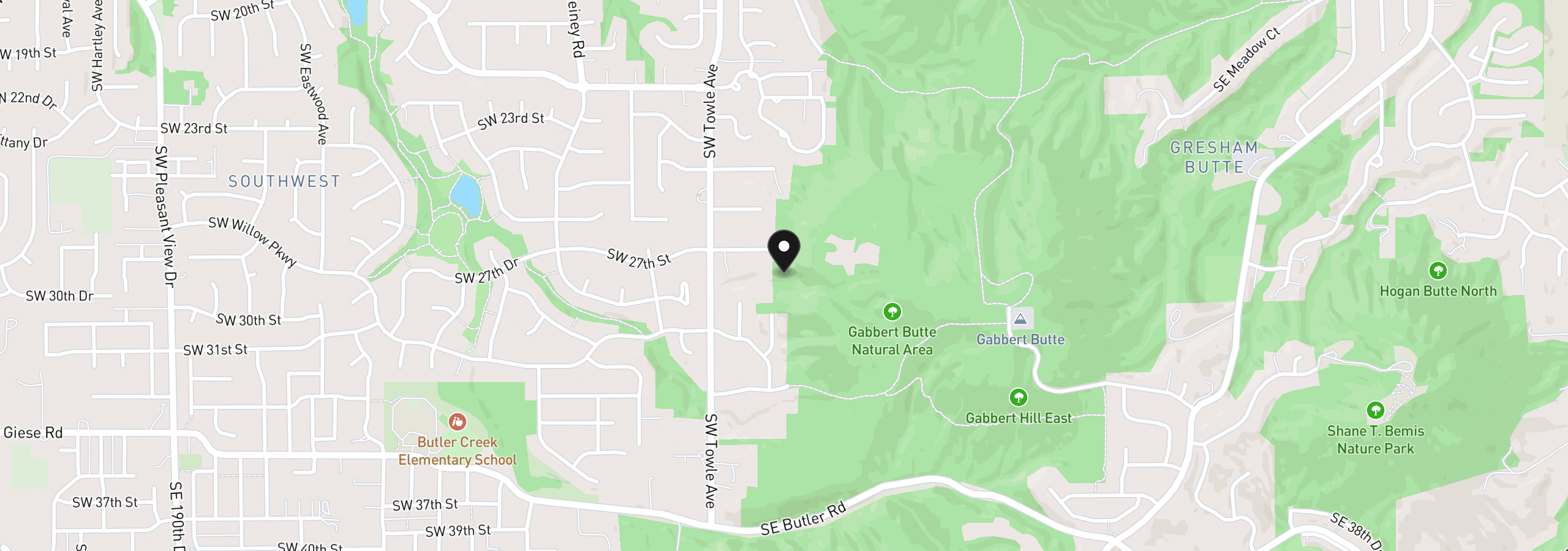 Map showing the location of 1278 SW 27th Ct, Gresham, OR 97080