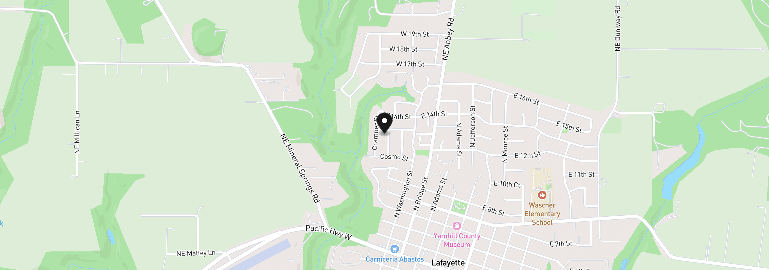 Map showing the location of 1275 Crystal Ln, Lafayette, OR 97127