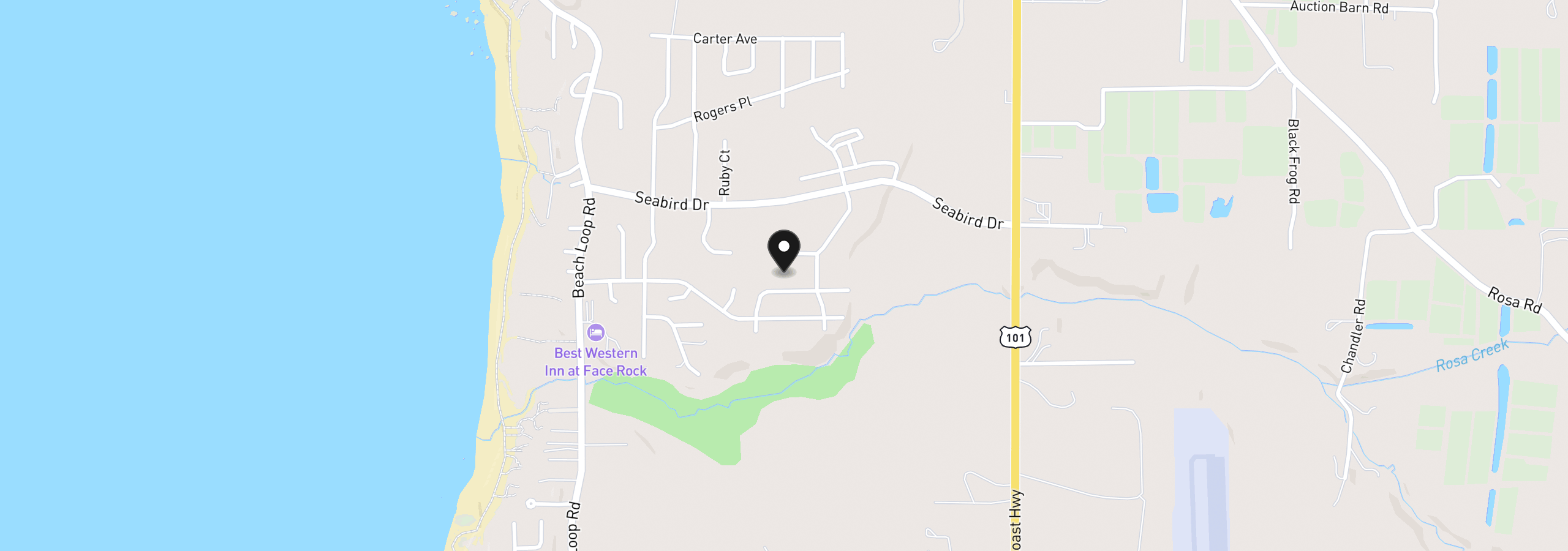 Map showing the location of 3883 Natalie Way, Bandon, OR 97411