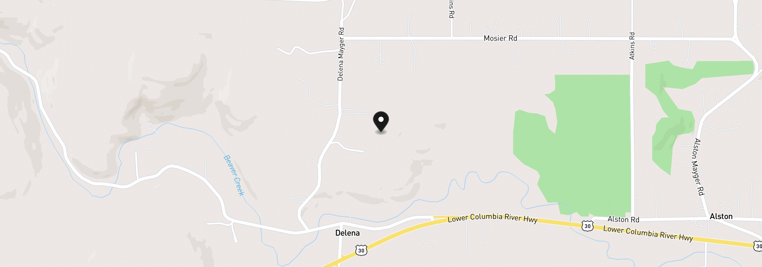 Map showing the location of 76382 Delena Mayger Rd, Rainier, OR 97048