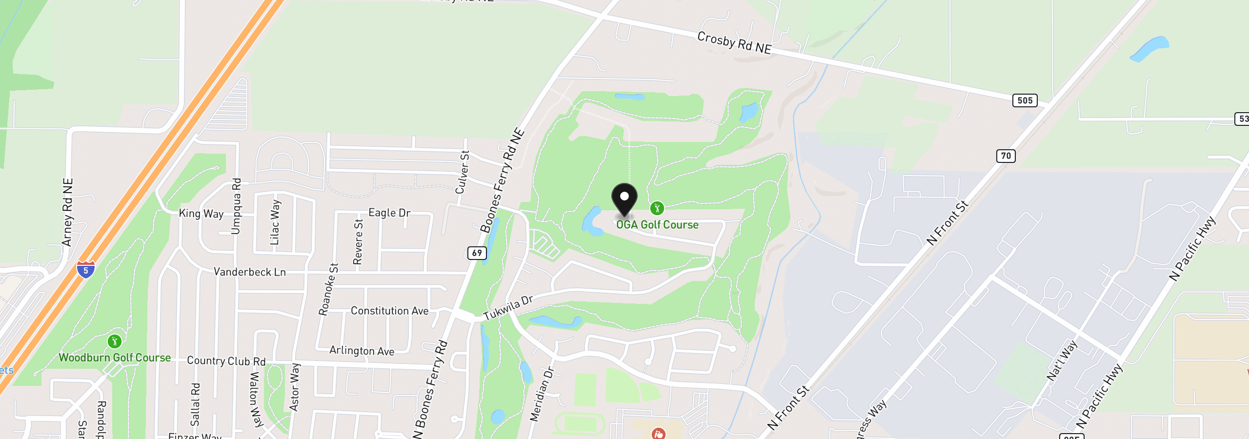 Map showing the location of 641 Troon Ave, Woodburn, OR 97071