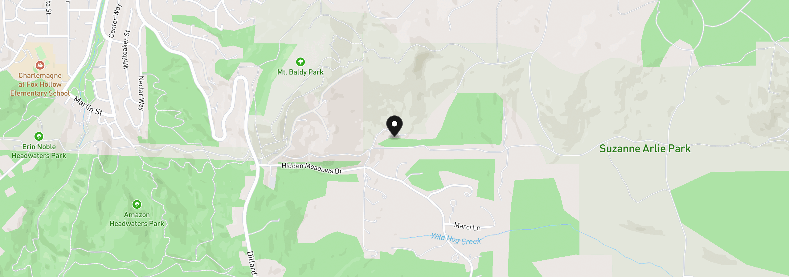 Map showing the location of Hidden Meadows, Eugene, OR 97405
