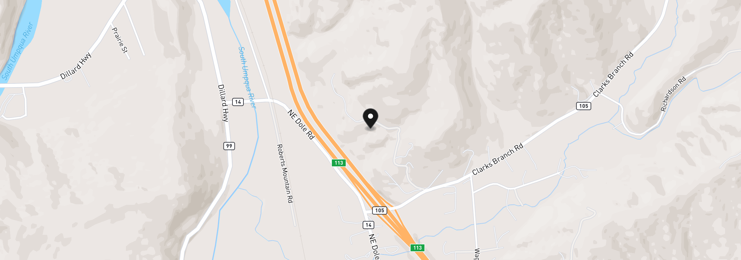 Map showing the location of 540 Horizon Ln, Myrtle Creek, OR 97457