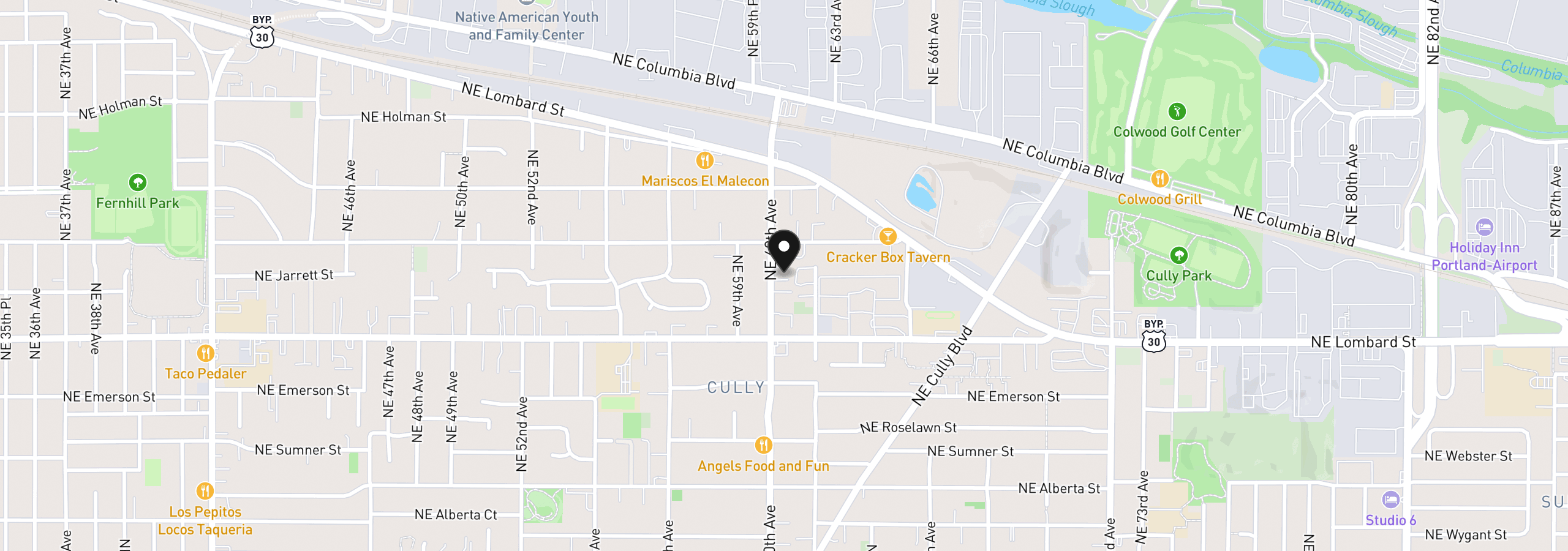 Map showing the location of 5724 NE 60th Ave, Portland, OR 97218