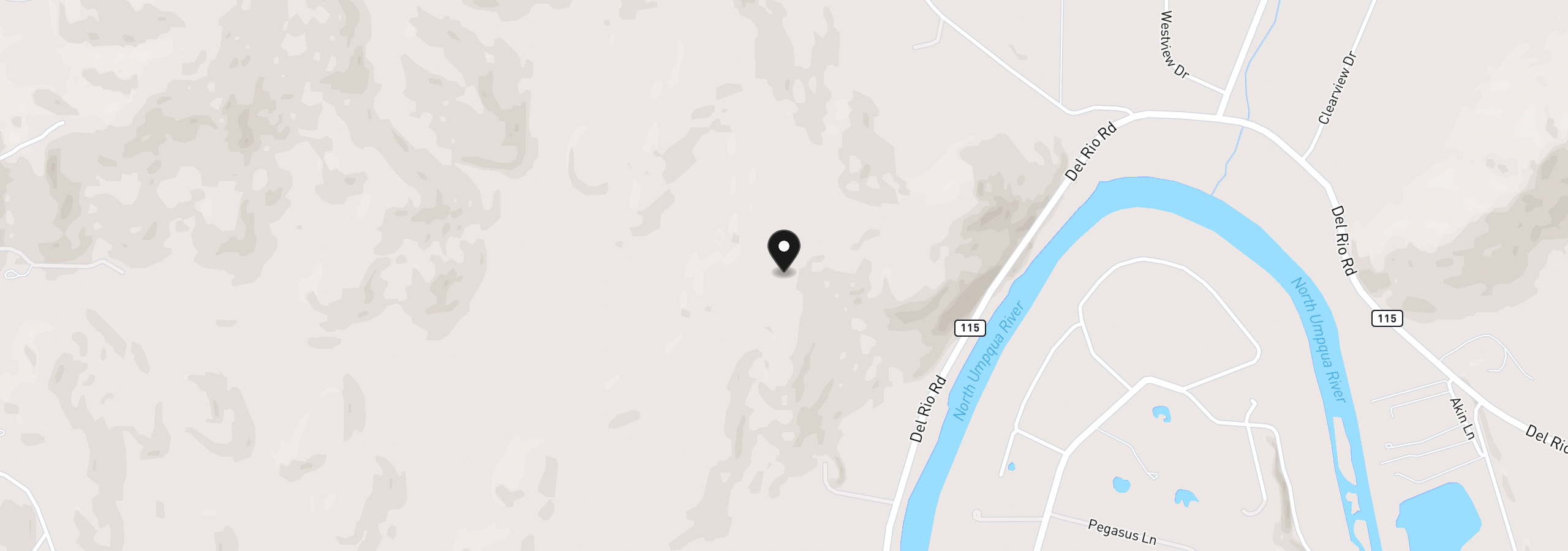 Map showing the location of 375 Bella Hills Ln, Roseburg, OR 97471