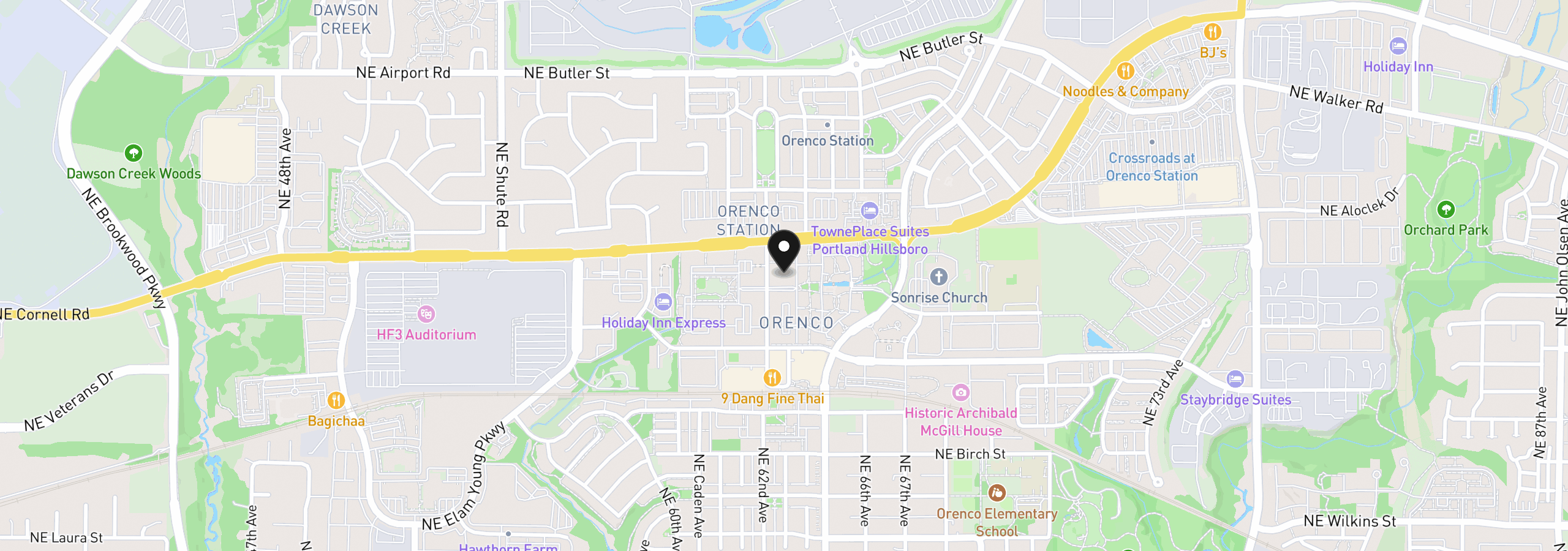 Map showing the location of 6285 NE Carillion Dr 104, Hillsboro, OR 97124