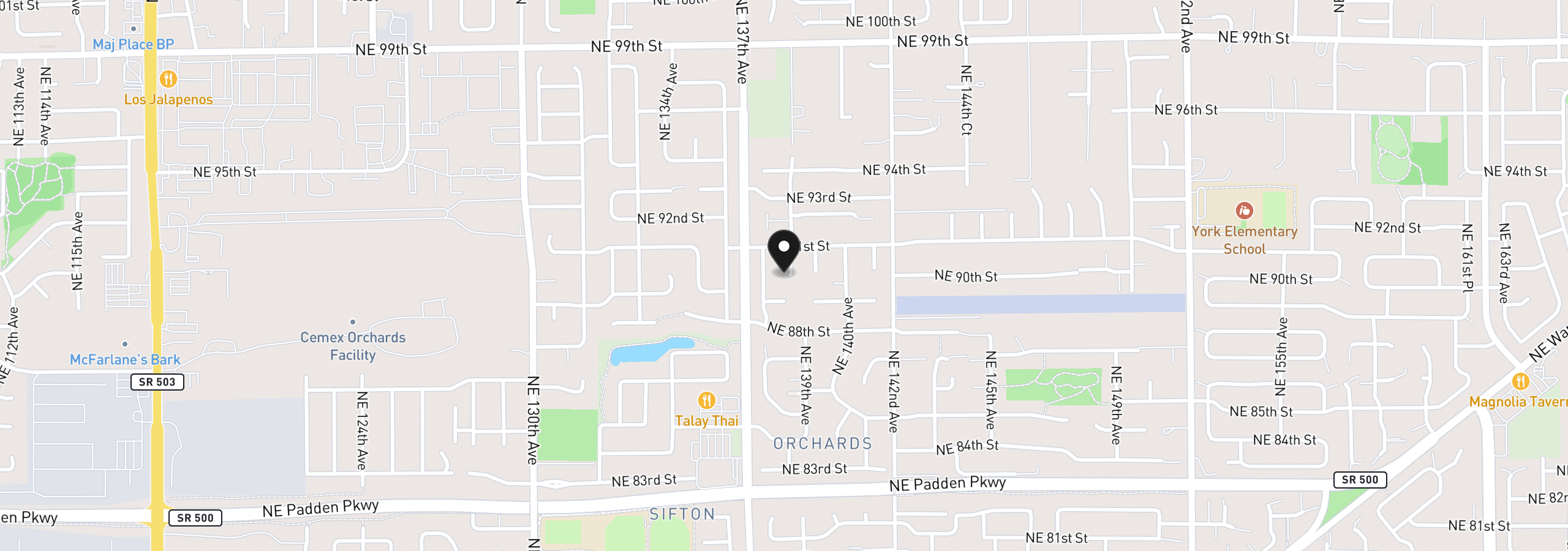 Map showing the location of 9006 NE 138th Ct, Vancouver, Wa 98682