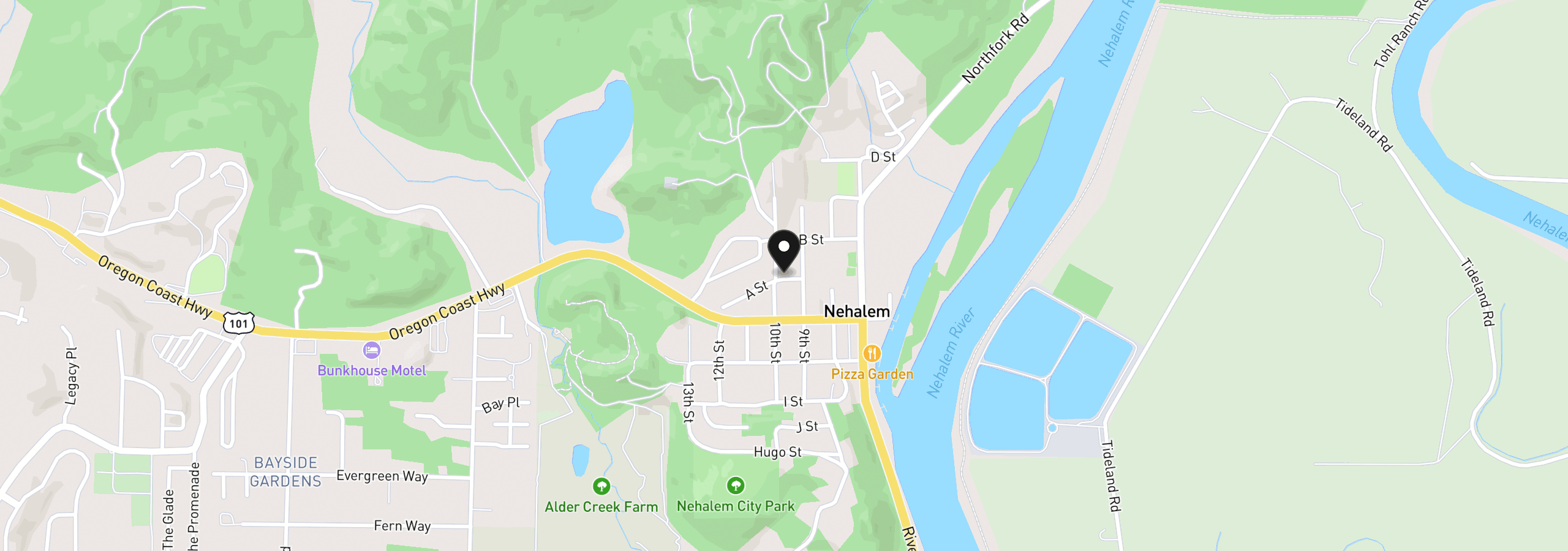 Map showing the location of 12810 A St, Nehalem, OR 97131