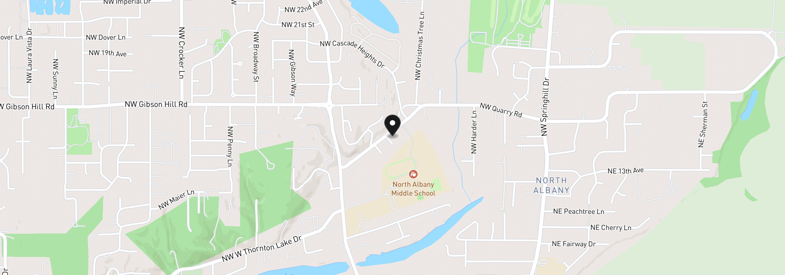 Map showing the location of 1395 NW Twins Ln, Albany, OR 97321