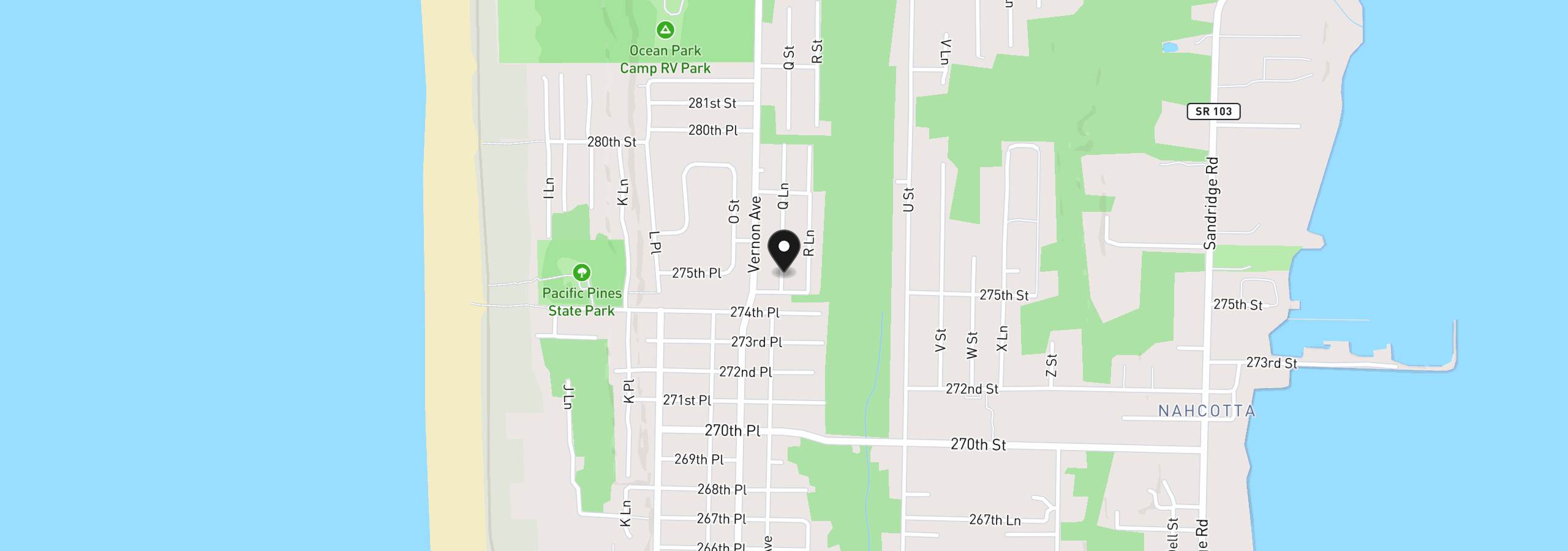 Map showing the location of 27510 Q Ln, Ocean Park, Wa 98640