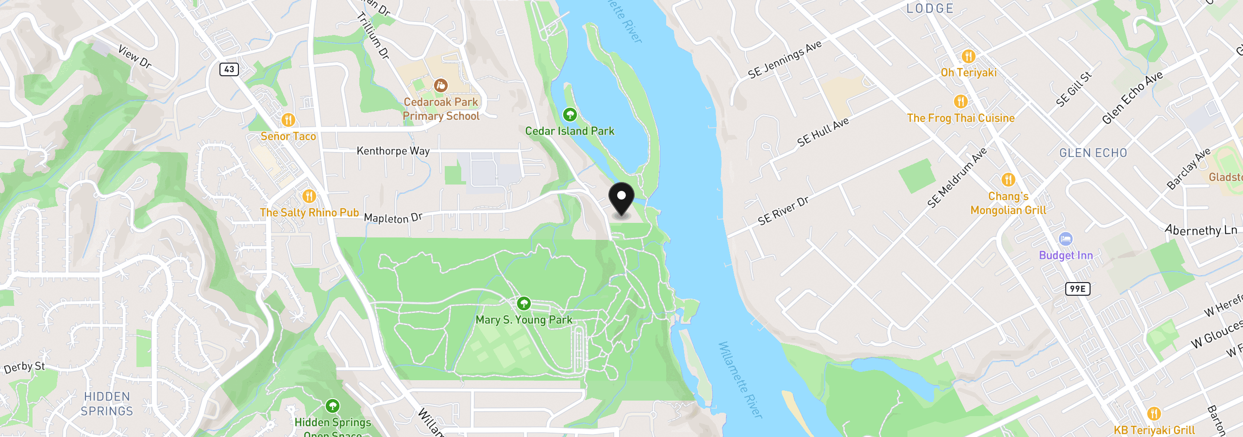 Map showing the location of 5075 Mapleton Dr, West Linn, OR 97068
