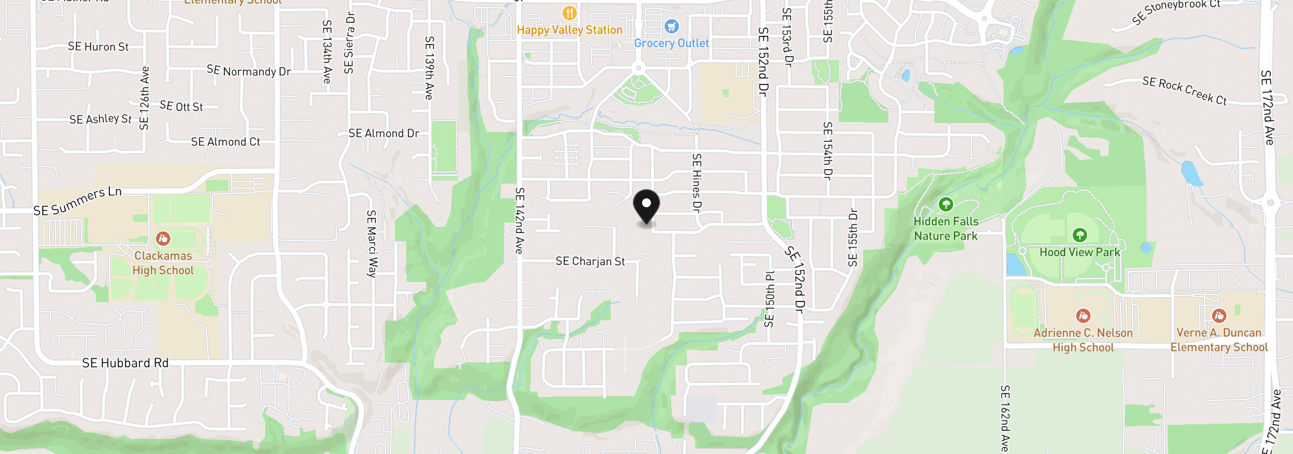 Map showing the location of 14441 SE Frontier Ave, Clackamas, OR 97015