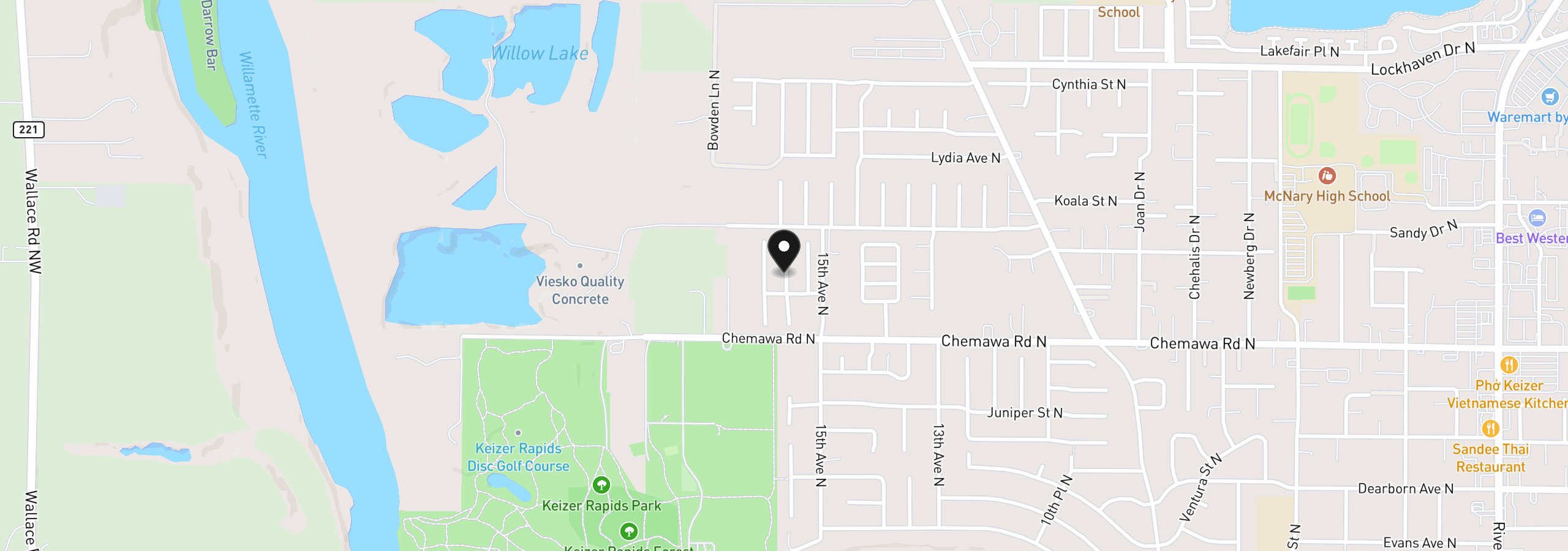 Map showing the location of 5165 Nordic Ct, Keizer, OR 97303