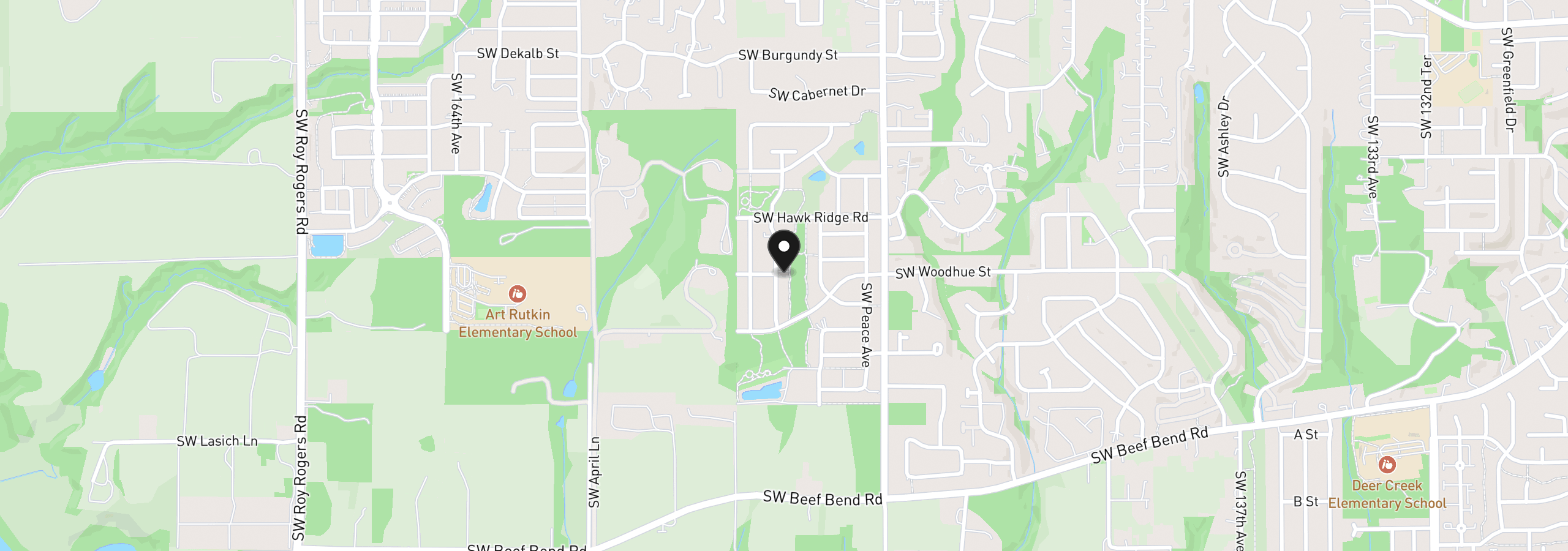 Map showing the location of 15524 SW Missouri Ave, Tigard, OR 97224