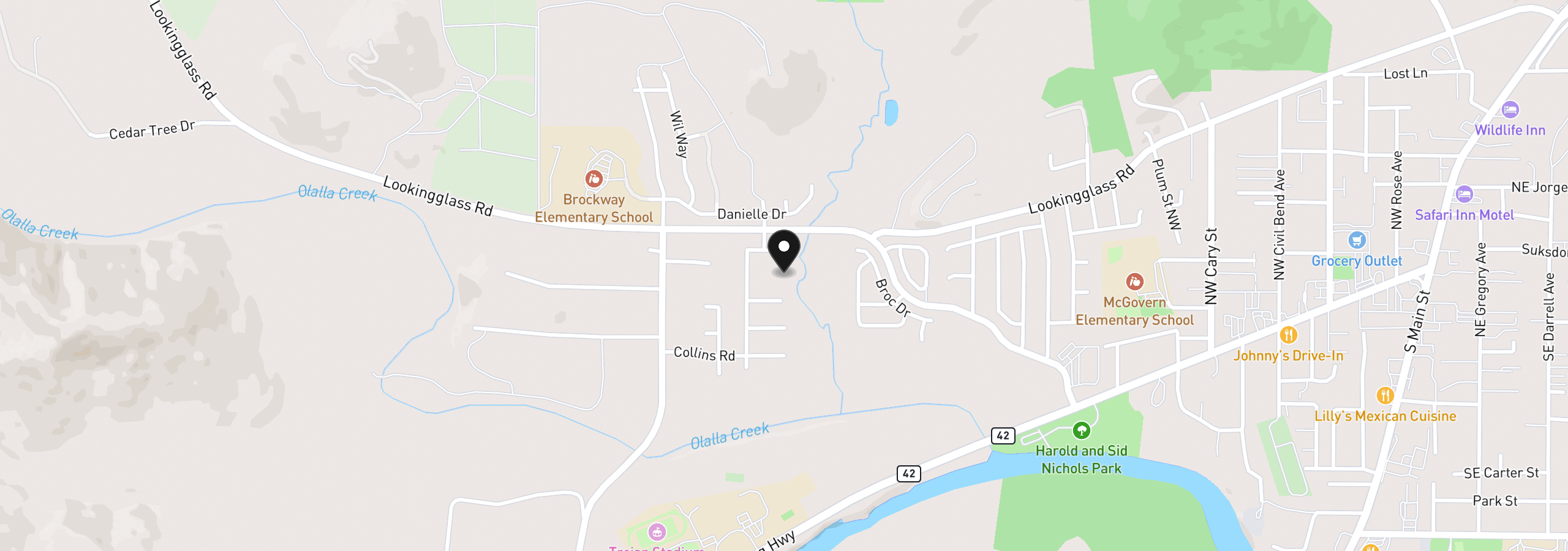 Map showing the location of 104 Kenya Ct, Winston, OR 97496