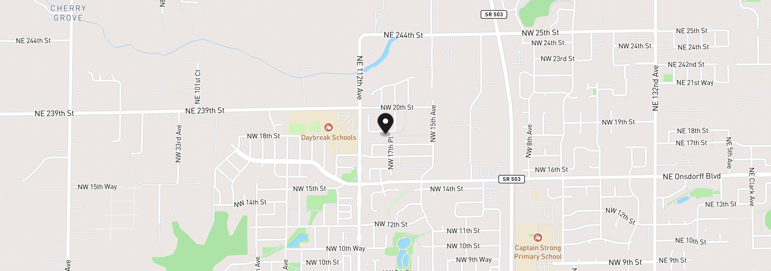 Map showing the location of 1735 NW 18th Way, Battle Ground, Wa 98604