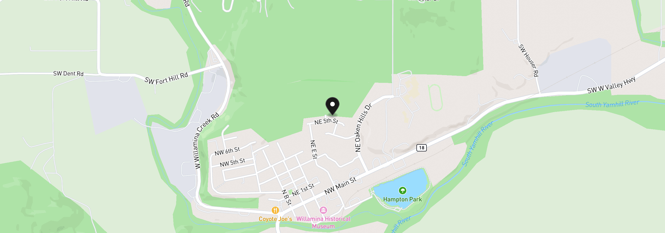 Map showing the location of 690 NE 5th St, Willamina, OR 97396