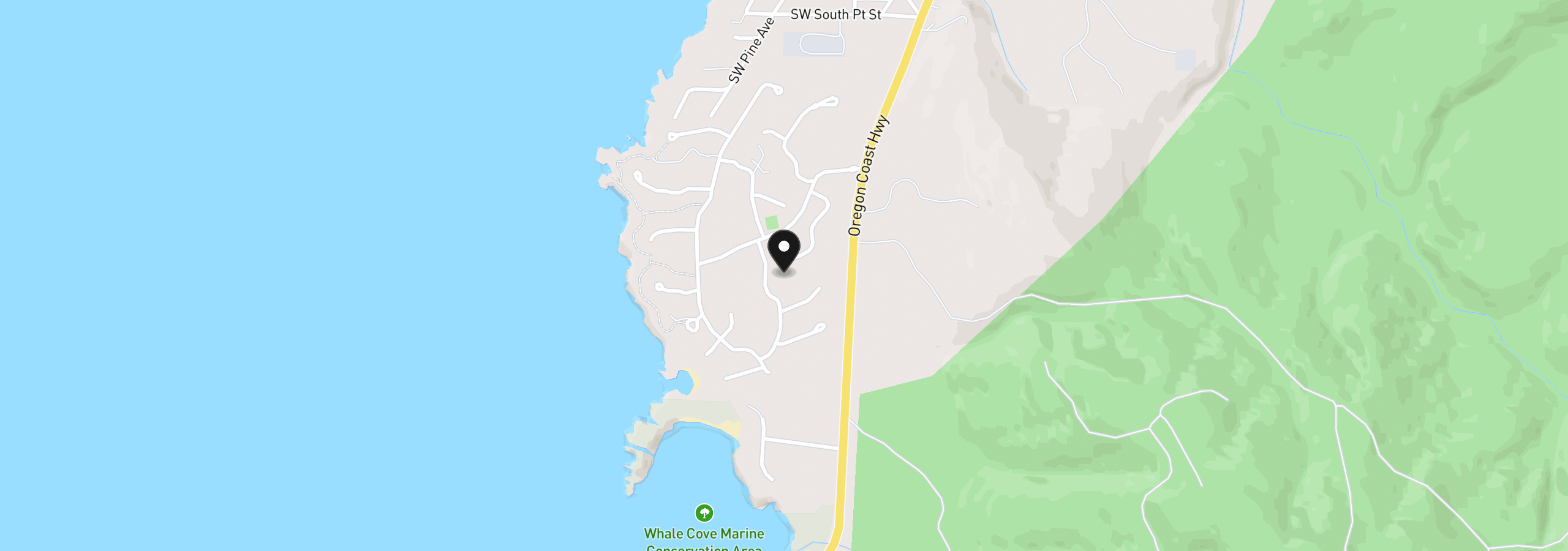 Map showing the location of 190 SW The Pines Dr, Depoe Bay, OR 97341