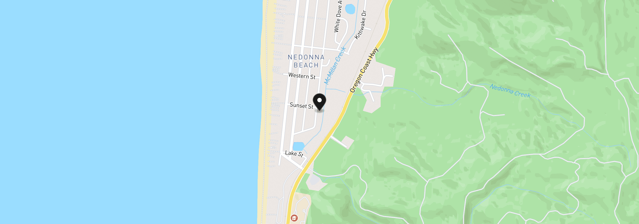 Map showing the location of 25975 David Ave, Rockaway Beach, OR 97136