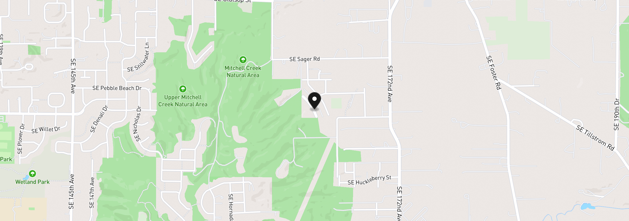Map showing the location of 9310 SE 162nd Ave, Happy Valley, OR 97086
