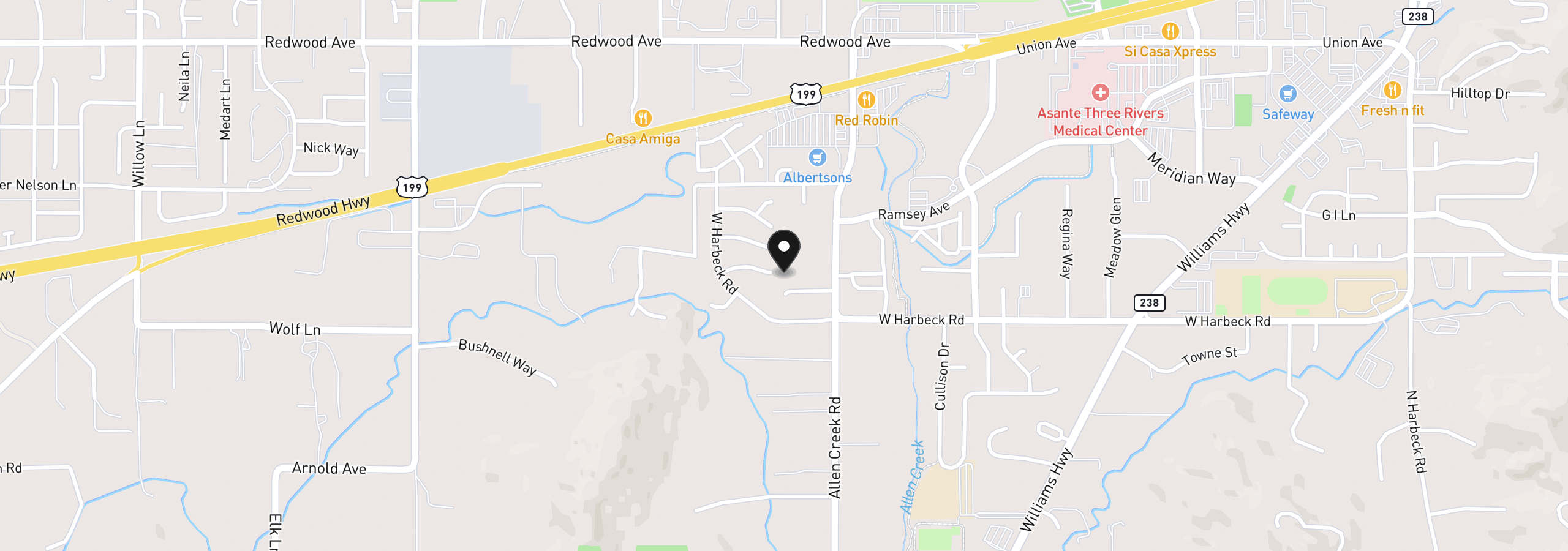 Map showing the location of 1354 Forestview Dr, Grants Pass, OR 97527
