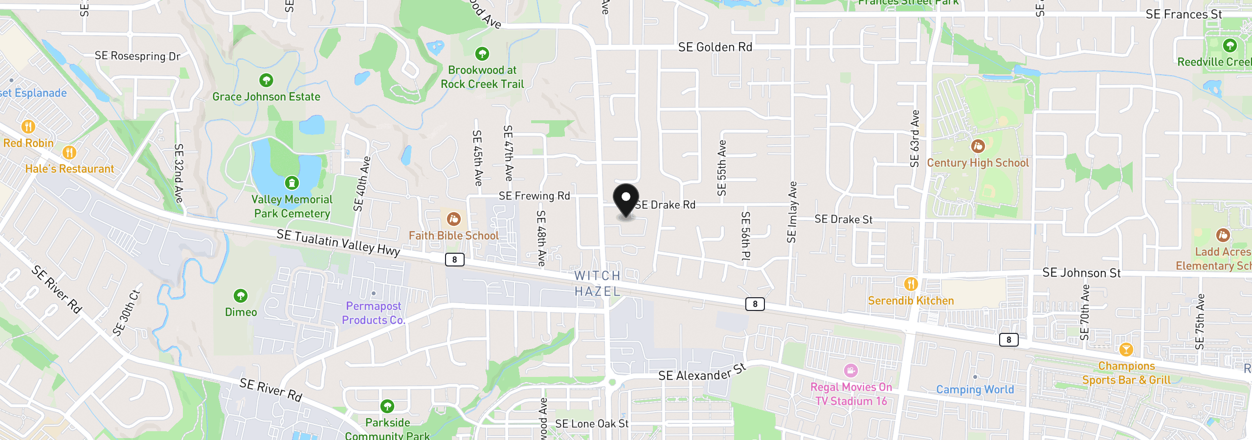 Map showing the location of 2330 SE Brookwood Ave 221, Hillsboro, OR 97123