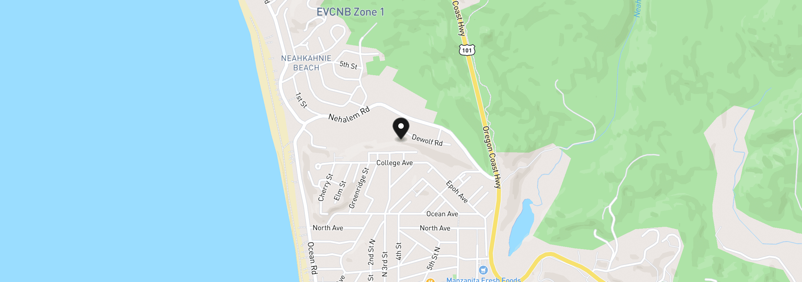 Map showing the location of 0 Dewolf Rd Lot 16, Manzanita, OR 97130