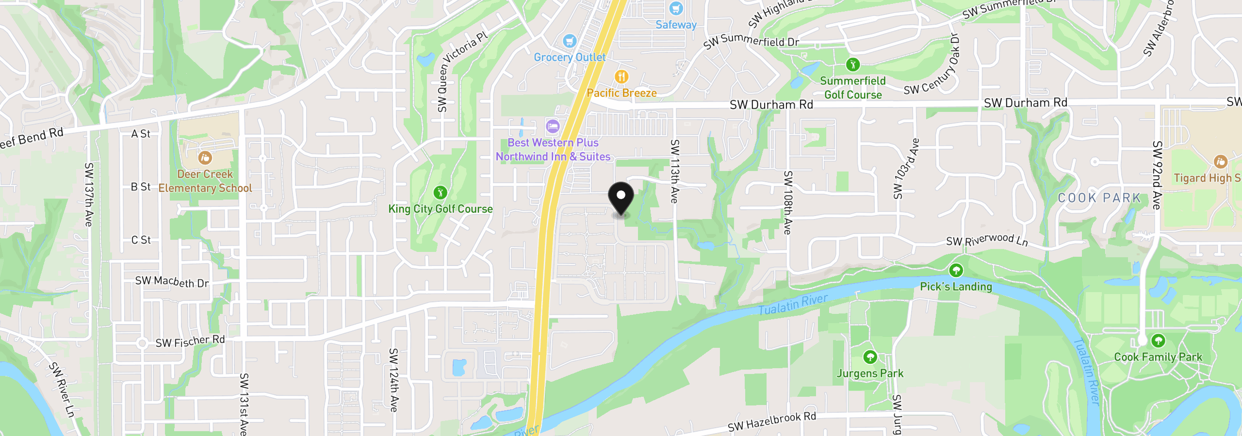 Map showing the location of 11513 SW Royal Villa Dr, Portland, OR 97224