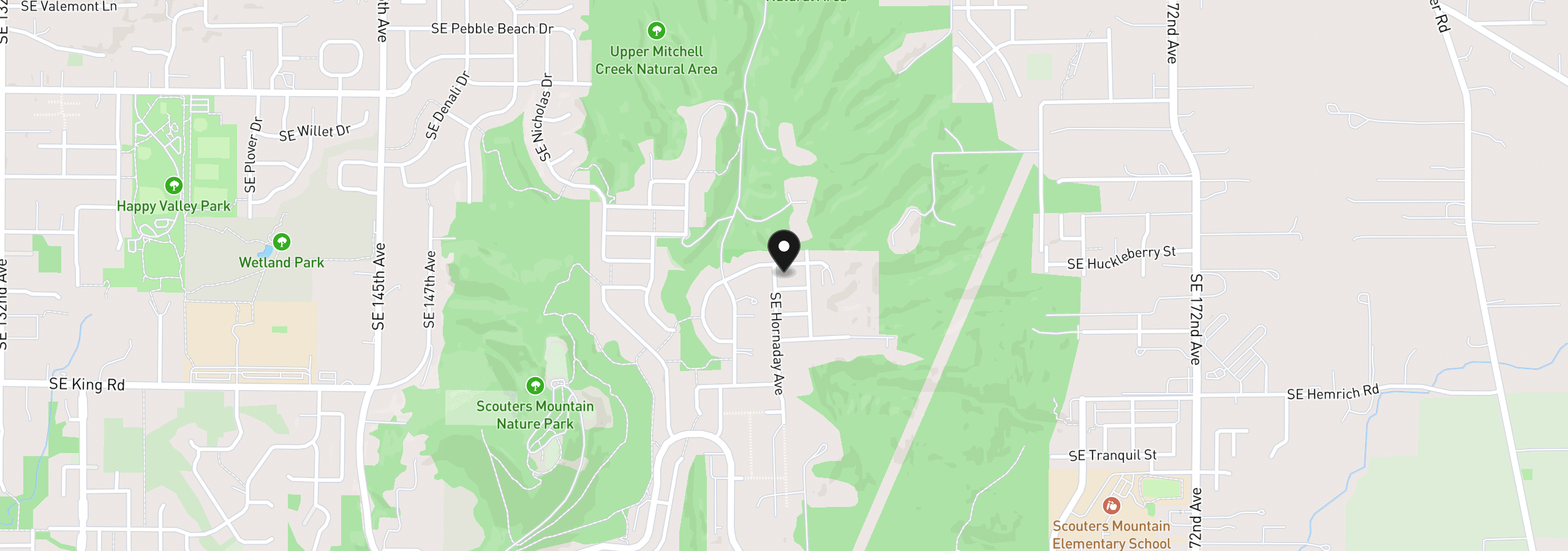 Map showing the location of 10257 SE Vradenburg Rd 358, Happy Valley, OR 97086