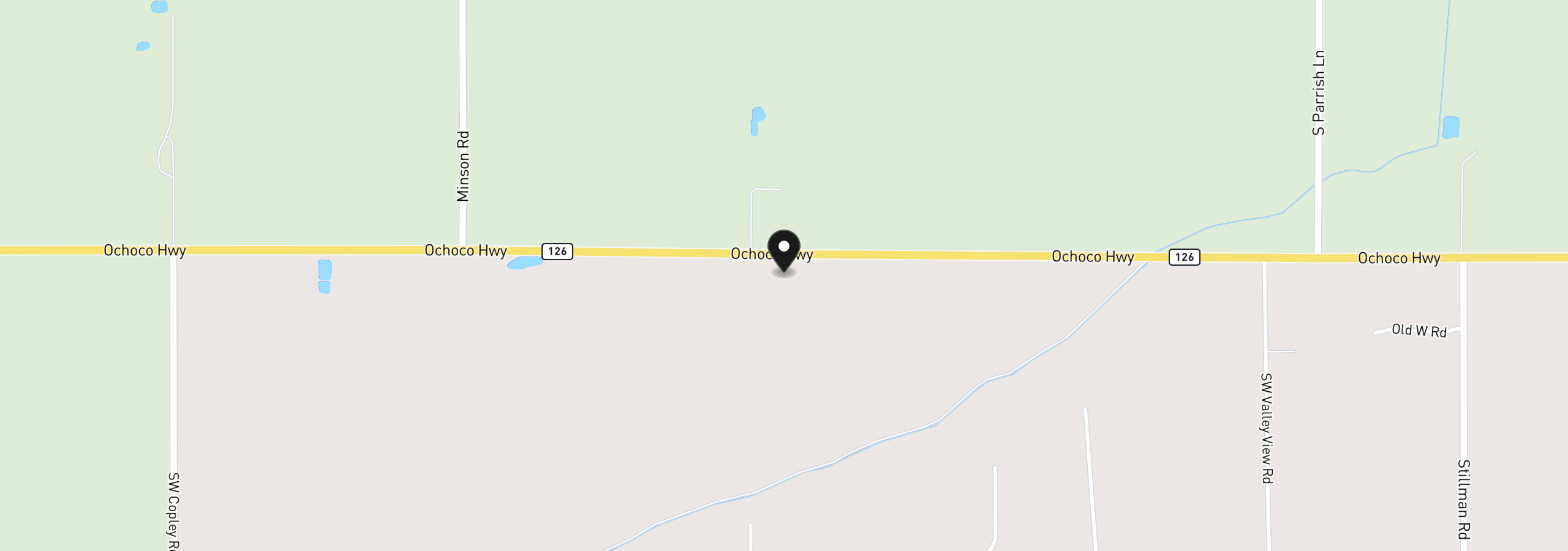 Map showing the location of 11288 SW Highway 126, Powell Butte, OR 97753