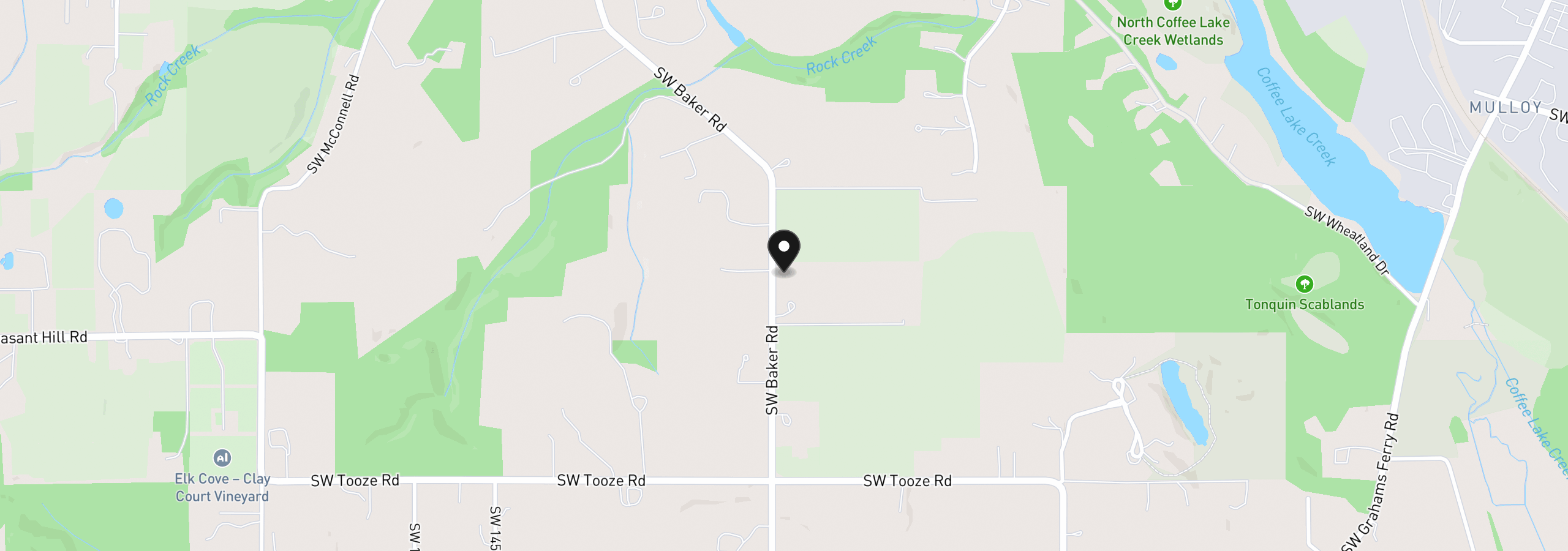 Map showing the location of 26280 SW Baker Rd, Sherwood, OR 97140