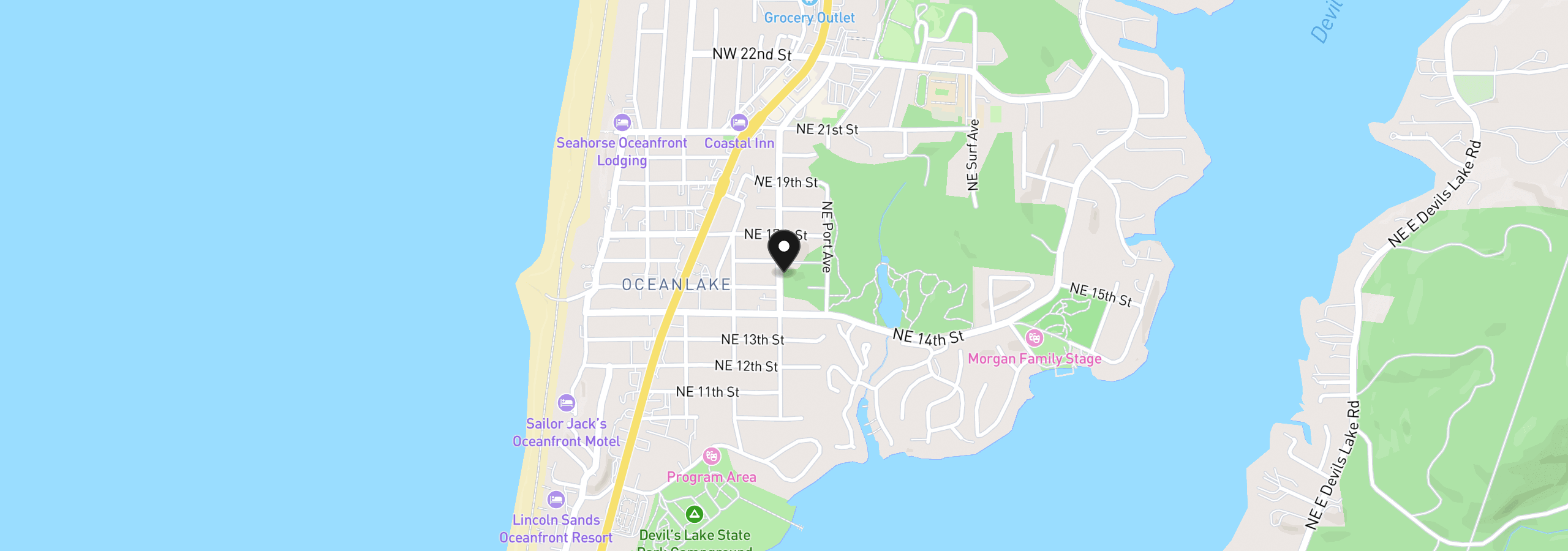 Map showing the location of 1500 1600 Blk NE Oar Ave, Lincoln City, OR 97367