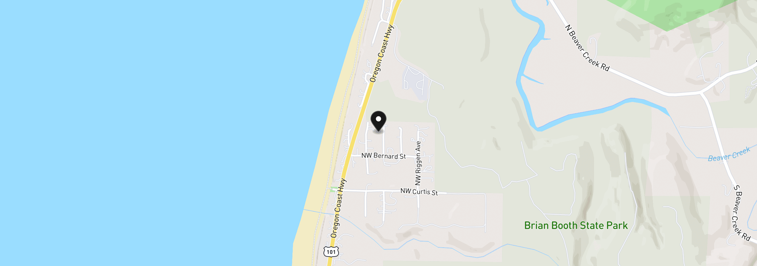 Map showing the location of 11910 NW Thompson St, Seal Rock, OR 97376