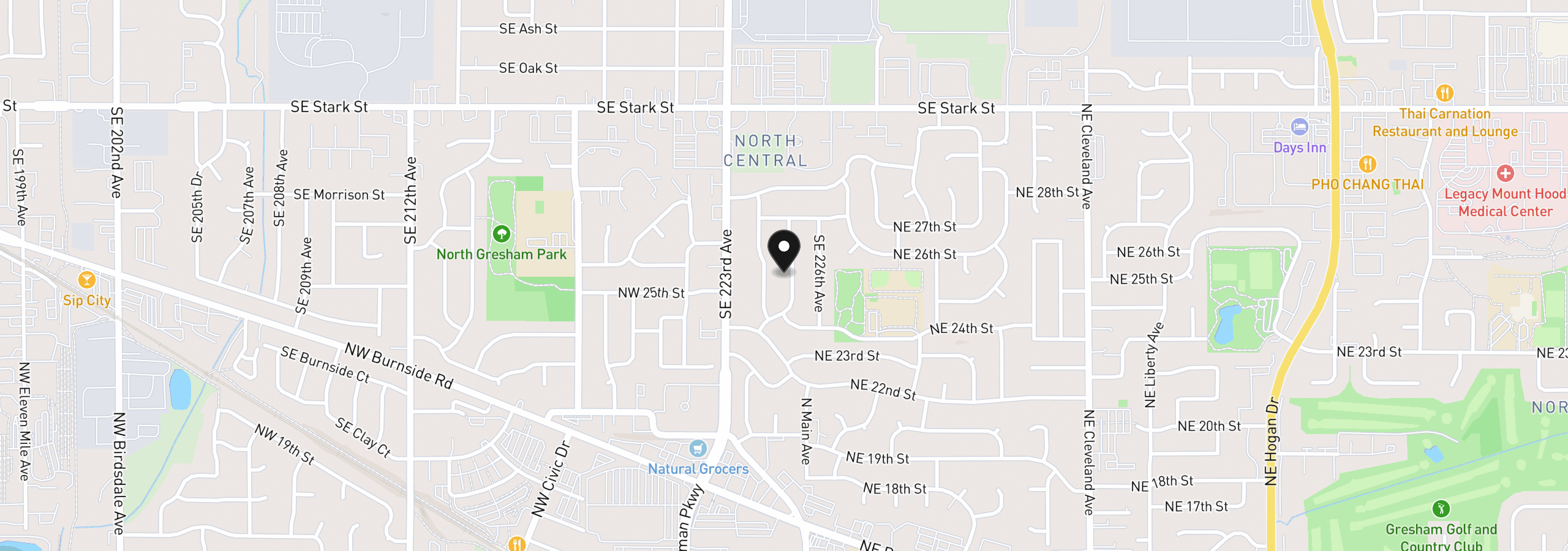 Map showing the location of 1035 SE 225th Ave, Gresham, OR 97030