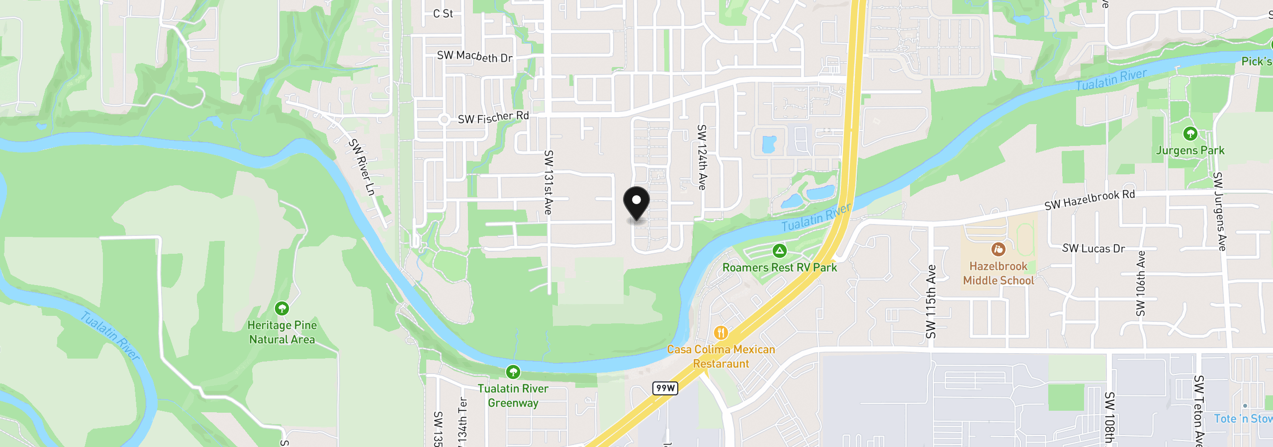 Map showing the location of 17165 SW Eldorado Dr 94, Portland, OR 97224