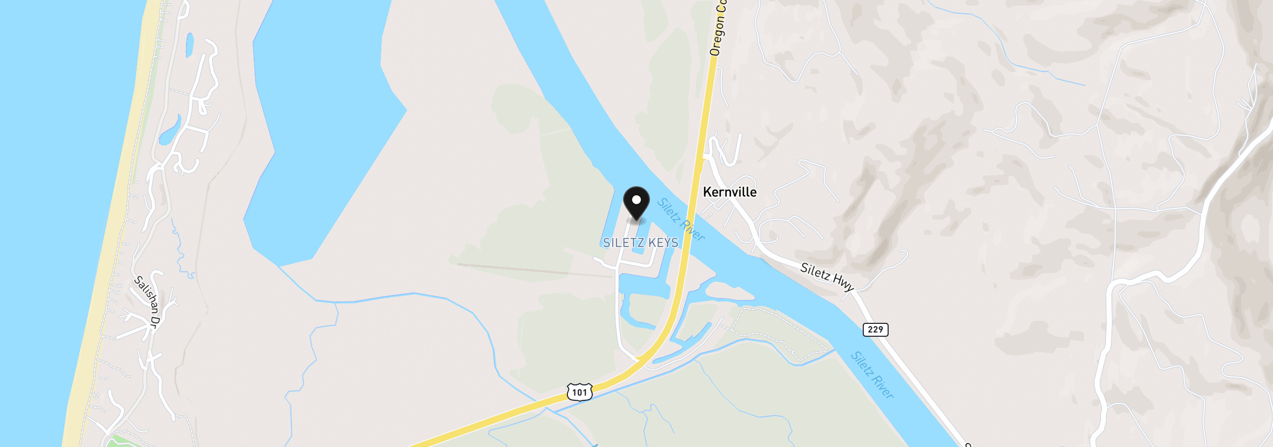 Map showing the location of 9160 Keys Pl, Gleneden Beach, OR 97388