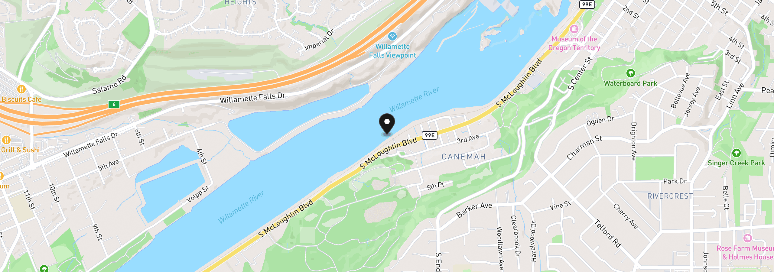Map showing the location of 901 S McLoughlin Blvd A, Oregon City, OR 97045