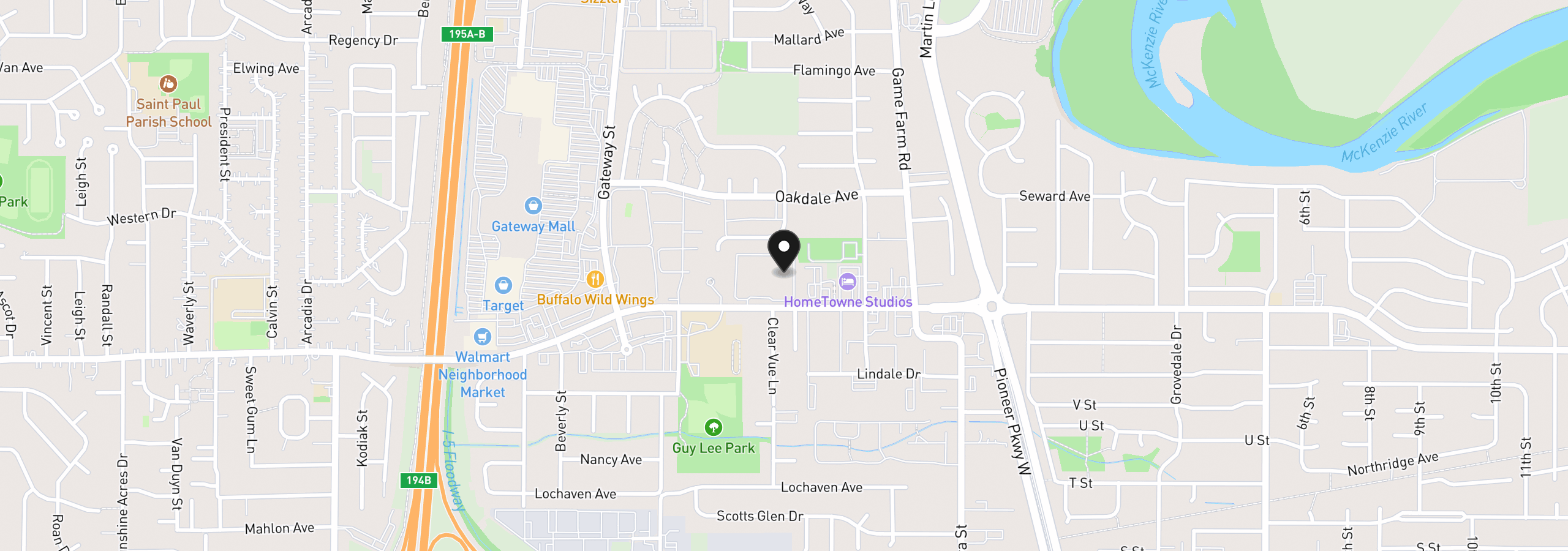 Map showing the location of 650 Harlow Rd 250, Springfield, OR 97477
