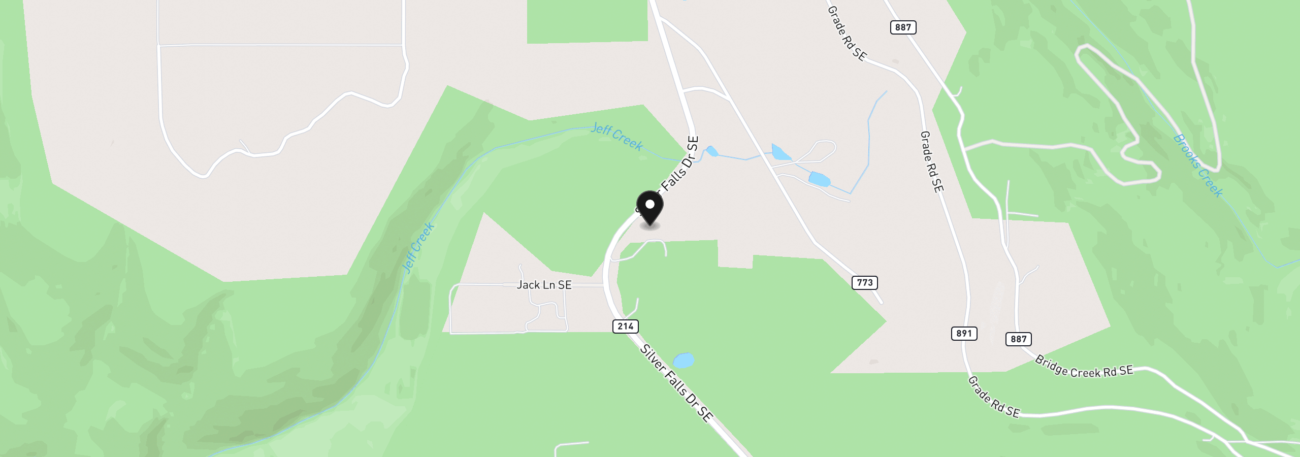 Map showing the location of 19830 SE Sharon Tony Way, Silverton, OR 97381