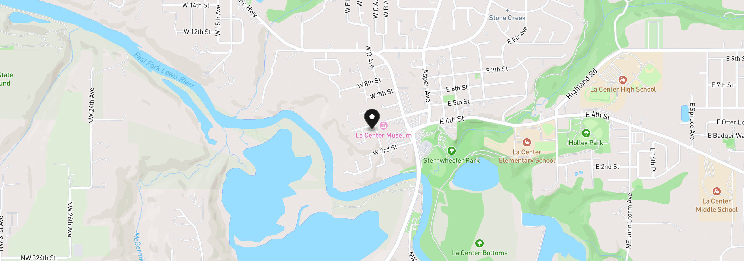 Map showing the location of 000 W E Ave, La Center, Wa 98629