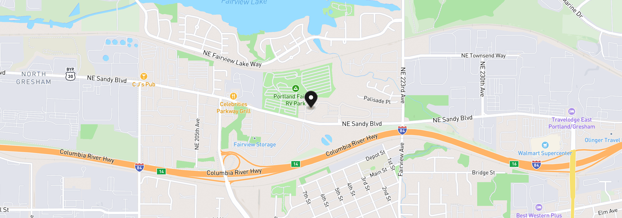 Map showing the location of 21541 NE Laurel Wood Ln, Fairview, OR 97024