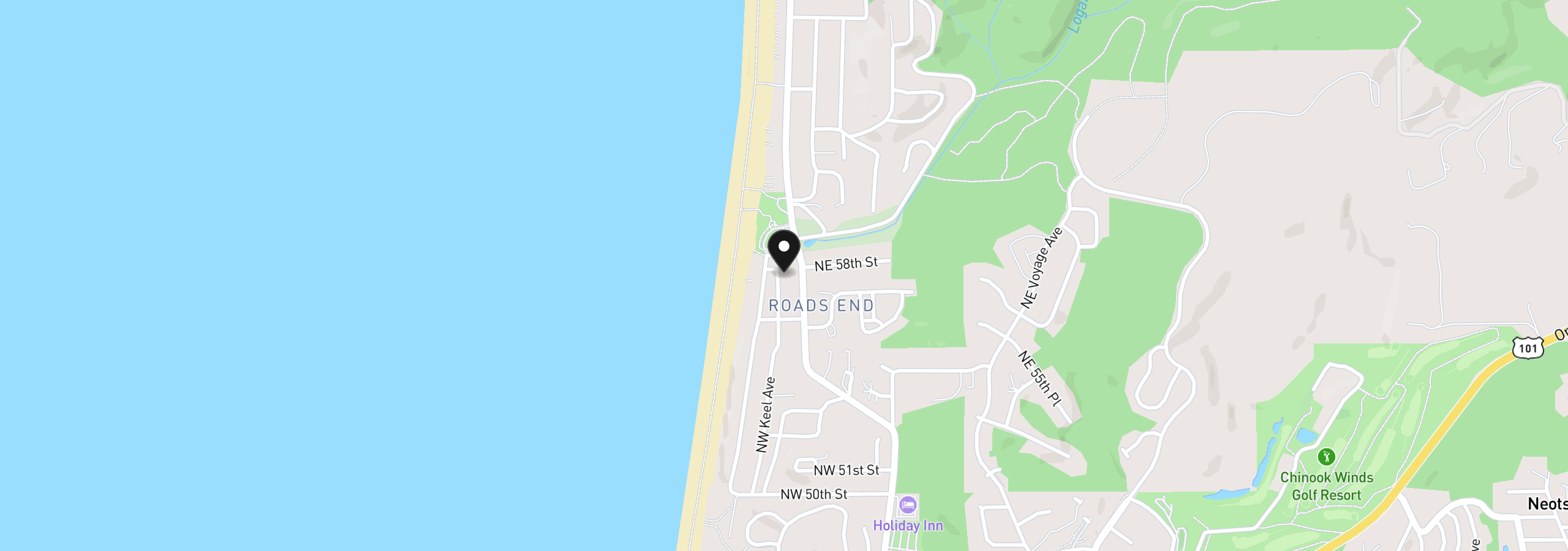 Map showing the location of 5776 NW Keel Ave, Lincoln City, OR 97367