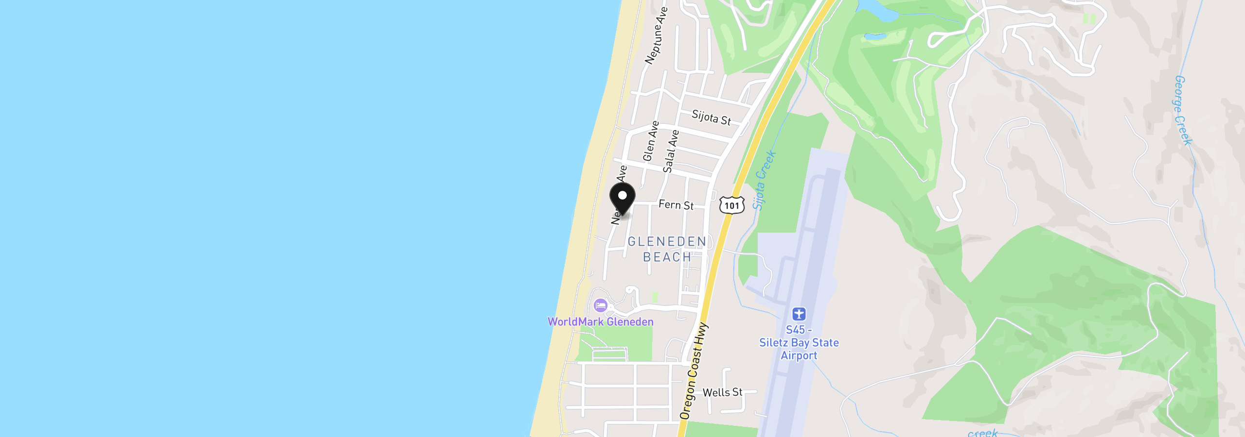 Map showing the location of 6765 Glen Ave, Gleneden Beach, OR 97388