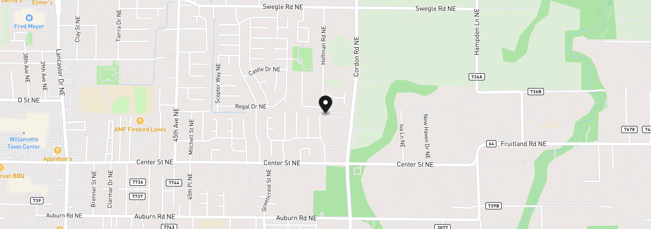 Map showing the location of 4952 Wind Spring Way NE 63, Salem, OR 97301